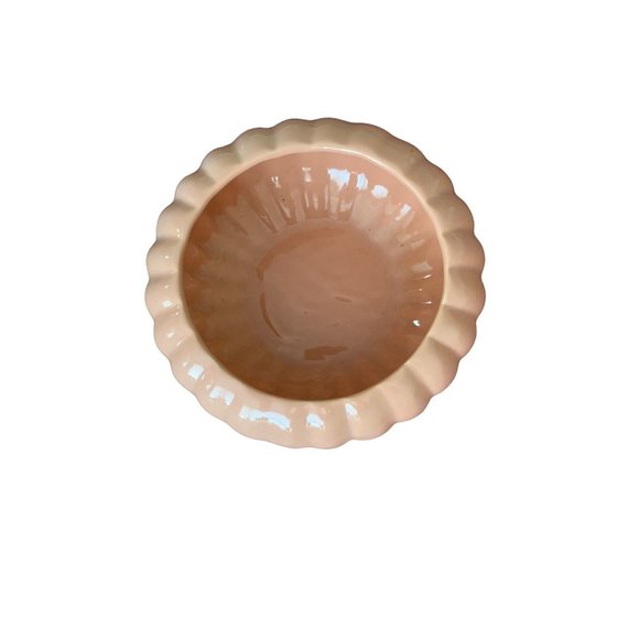 Haeger Floral Pottery MCM Ribbed Shallow Pink Vase Planter w Sticker 8" x 3" - Picture 4 of 8